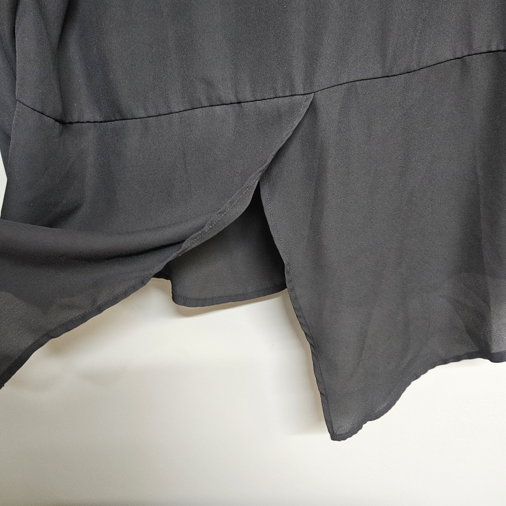 Massini Women's Large Black Long Sleeve Blouse Button-down Shirt - Picture 5 of 7